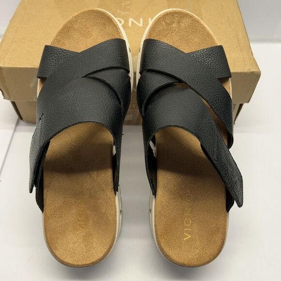 Vionic Uptown Sunset Wedge Slide Sandal Platform Non-Slip Sole Leather SZ 9 NEW - Picture 2 of 8